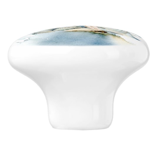 Zee Star en Shell Waterverf Coastal Keramische Knop (Zijkant)