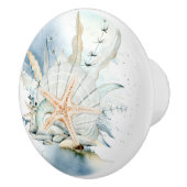 Zee Star en Shell Waterverf Coastal Keramische Knop (Rechts)