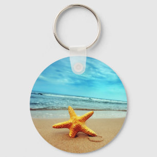 Zee Star on the Beach, Blue Sky, Ocean Sleutelhanger