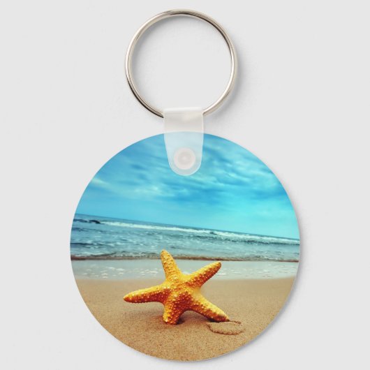 Zee Star on the Beach, Blue Sky, Ocean Sleutelhanger (Voorkant)