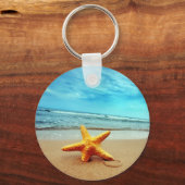 Zee Star on the Beach, Blue Sky, Ocean Sleutelhanger (Voorkant)