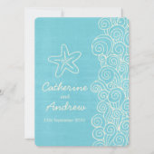 Zee Star Swirl Blue Cream Beach bruiloft uitnodigi Kaart (Voorkant)