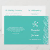 Zee star & swirls blauwgroen groen trouwprogramma (Voorkant / Achterkant)