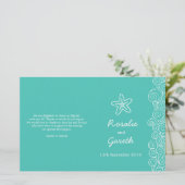 Zee star & swirls blauwgroen groen trouwprogramma (Staand voorkant)