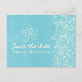 Zee Star & Swirls Blue & Cream Bewaar de datumkaar Aankondigingskaart