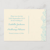 Zee Star & Swirls Blue & Cream Bewaar de datumkaar Aankondigingskaart (Achterkant)