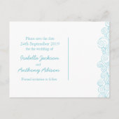 Zee Star & Swirls Blue & White Bewaar de datumkaar Aankondigingskaart (Achterkant)