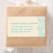 Zee Star & Swirls Cream Bruiloft Retourantwoordlab Etiket (Insitu)