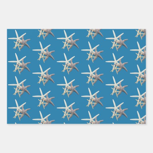 Zee Stars Blauwe Schaduwen Inpakpapier Vel (Voorkant)