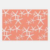 Zee stars Patroon Coral Pink Wrapping Paper (Voorkant)