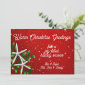 Zee Stars Red Warm Kerstgroet Feestdagenkaart (Staand voorkant)