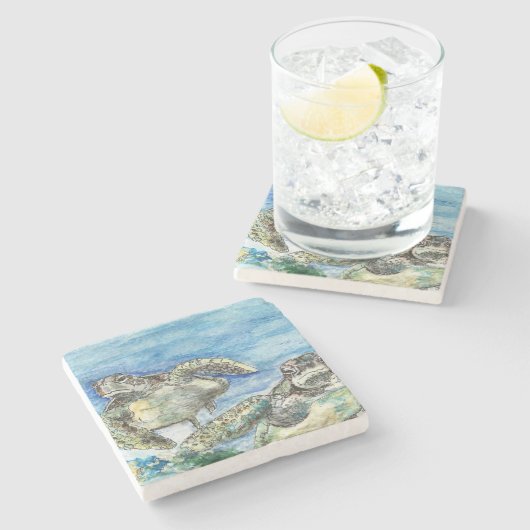 Zee Stenen Onderzetter (Zijkant)