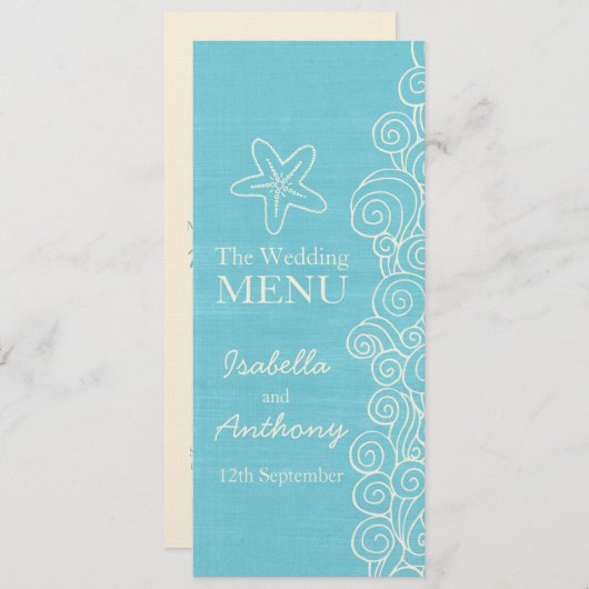 Zee ster blue & crèmediner menu (Voorkant / Achterkant)