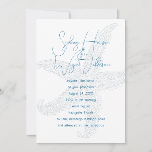 Zee ster eenvoudige witte bruiloft uitnodiging (Voorkant)