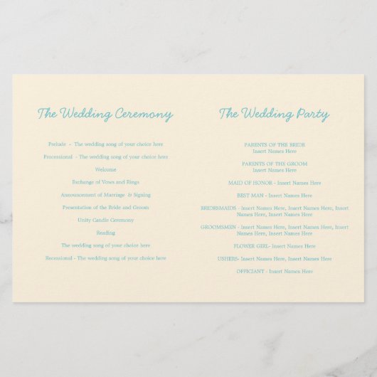 Zee ster en zwamblauw - trouwprogramma ' s voor cr (Achterkant)