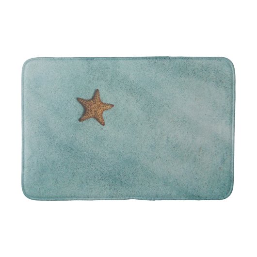 Zee ster in het zand, sterren, blauw groen badmat (Voorkant)