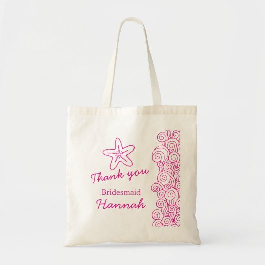 Zee ster roze roze bruidszak tote bag (Voorkant)