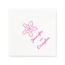 Zee ster roze witboek servet