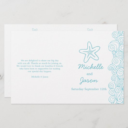 Zee ster & zwamblauw - wittrouwprogramma ' s (Voorkant / Achterkant)