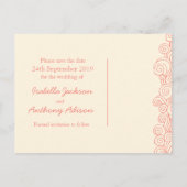 Zee sterren en zwenken koraal & crème op de datumk aankondigingskaart (Achterkant)