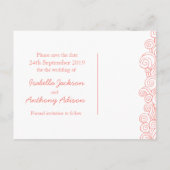 Zee sterren en zwenken koraal & wit op, sla de dat aankondigingskaart (Achterkant)