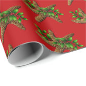 Zee sterren Holly Red Beach Kerstmis Cadeaupapier (Rol Hoek)