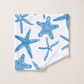 Zee sterren in blauw bad handdoek (Wasdoekje)