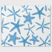 Zee sterren in blauw cadeaupapier (Vlak)