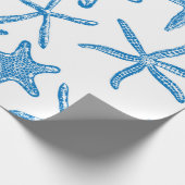 Zee sterren in blauw cadeaupapier (Hoek)