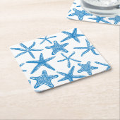 Zee sterren in blauw kartonnen onderzetters (Schuin)