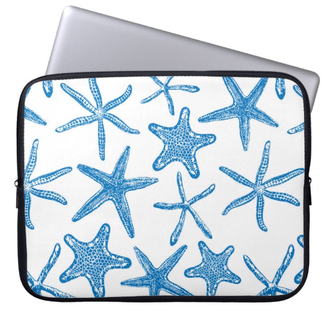 Zee sterren in blauw laptop sleeve (Voorkant)