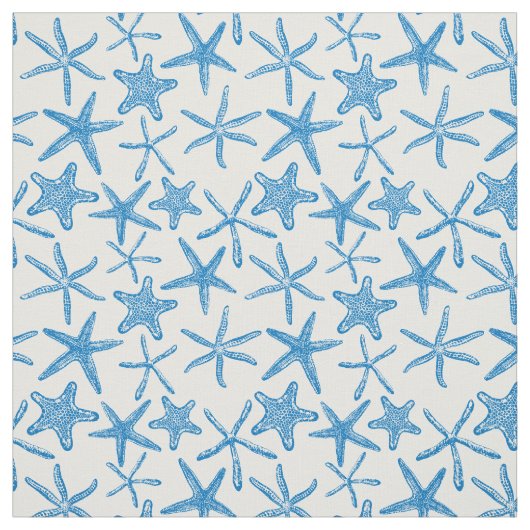 Zee sterren in blauw stof (Swatch)