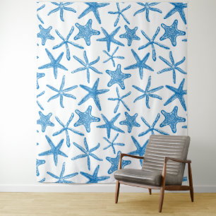 Zee sterren in blauw wandkleed