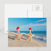 Zee-sterren Paar die in de Petten van de Kerstman Feestdagenkaart (Voorkant / Achterkant)