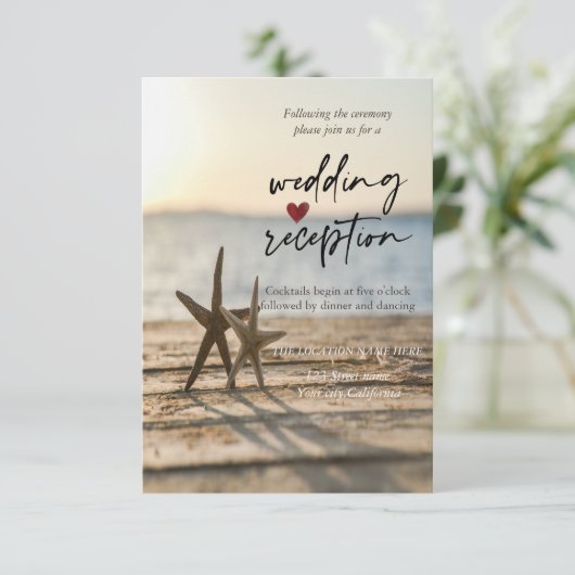 Zee sterren Sand Beach Receptie Kaart (Staand voorkant)