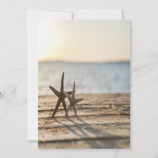 Zee sterren Sand Beach Script Wedding Kaart (Achterkant)