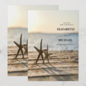 Zee sterren Sand Beach Script Wedding Kaart (Voorkant / Achterkant)