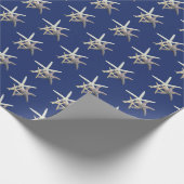 Zee sterren Sand Dollars Navy Blue Cadeaupapier (Hoek)