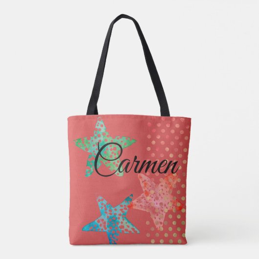 Zee sterren, sterren en Stippen - zeezijde Tote Bag (Achterkant)