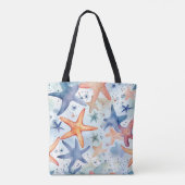 Zee sterren waterverf kunst tote bag (Achterkant)