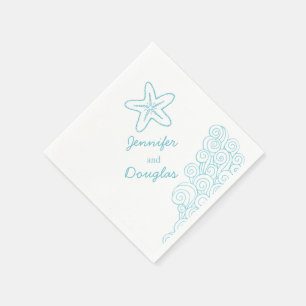 Zee sterren zwemmen blauw wit papier servet