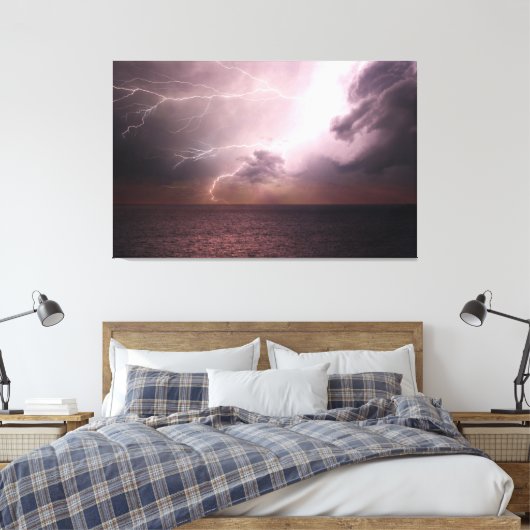 Zee Storm bliksemgolf Canvas Afdruk (Insitu (Slaapkamer))