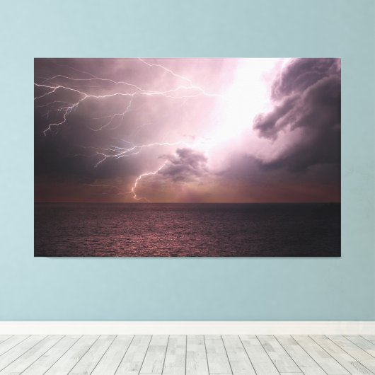 Zee Storm bliksemgolf Canvas Afdruk (Insitu (Houten vloer))