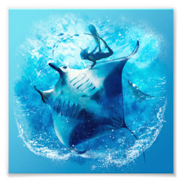 Zee-straal en -duiker foto afdruk