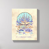 Zee-strand-buisje Blauwgroen, koraal, Paars Canvas Afdruk (Voorkant)