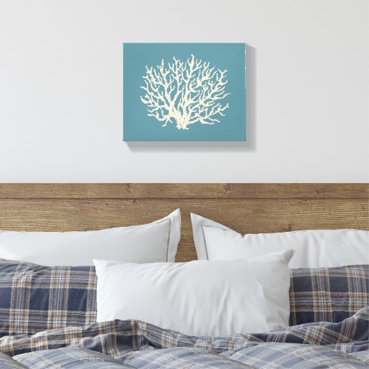 Zee strand House Coral Wall Art Canvas Afdruk (Insitu (Slaapkamer))