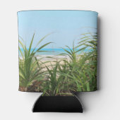 zee, strand, palm, natuur, zomer, boom, tropisch; blikjeskoeler (Achterkant)