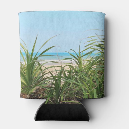zee, strand, palm, natuur, zomer, boom, tropisch; blikjeskoeler (Achterkant)
