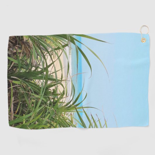 zee, strand, palm, natuur, zomer, boom, tropisch; golfhanddoek (Horizontaal)