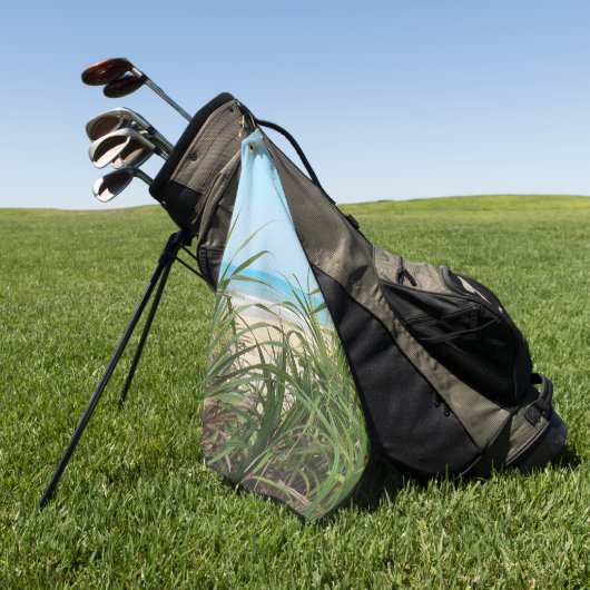 zee, strand, palm, natuur, zomer, boom, tropisch; golfhanddoek (Groen)